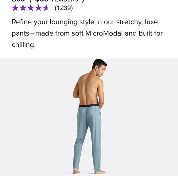 Me Undies Men’s Lounge Pants in Goblin Blue Medium - Picture 3 of 10